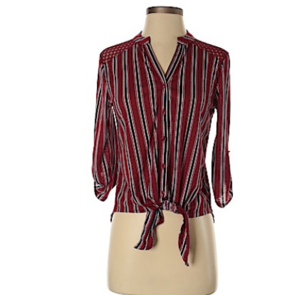 Burgundy button down shirt